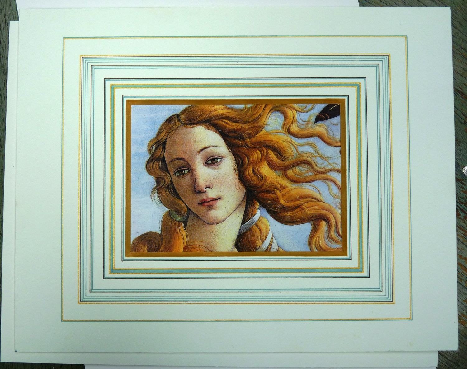 Birth of Venus print, triple mat, silver frame